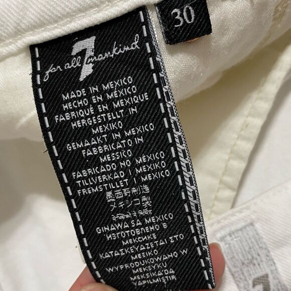 7FAM High Rise Paperbag Optic White Straight Leg Jeans NWOT - Picture 14 of 16